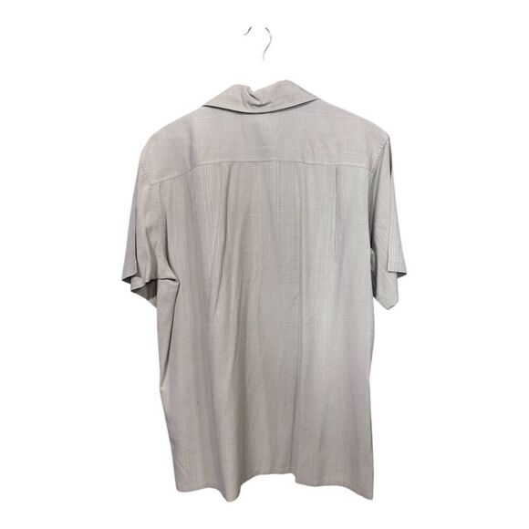 Joseph & Feiss Hawaiian Shirt Mens Medium Beige 100% Silk Short Sleeve Button Up - Picture 5 of 6